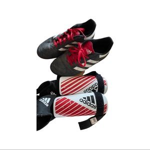 Youth Soccer cleats and shin guards